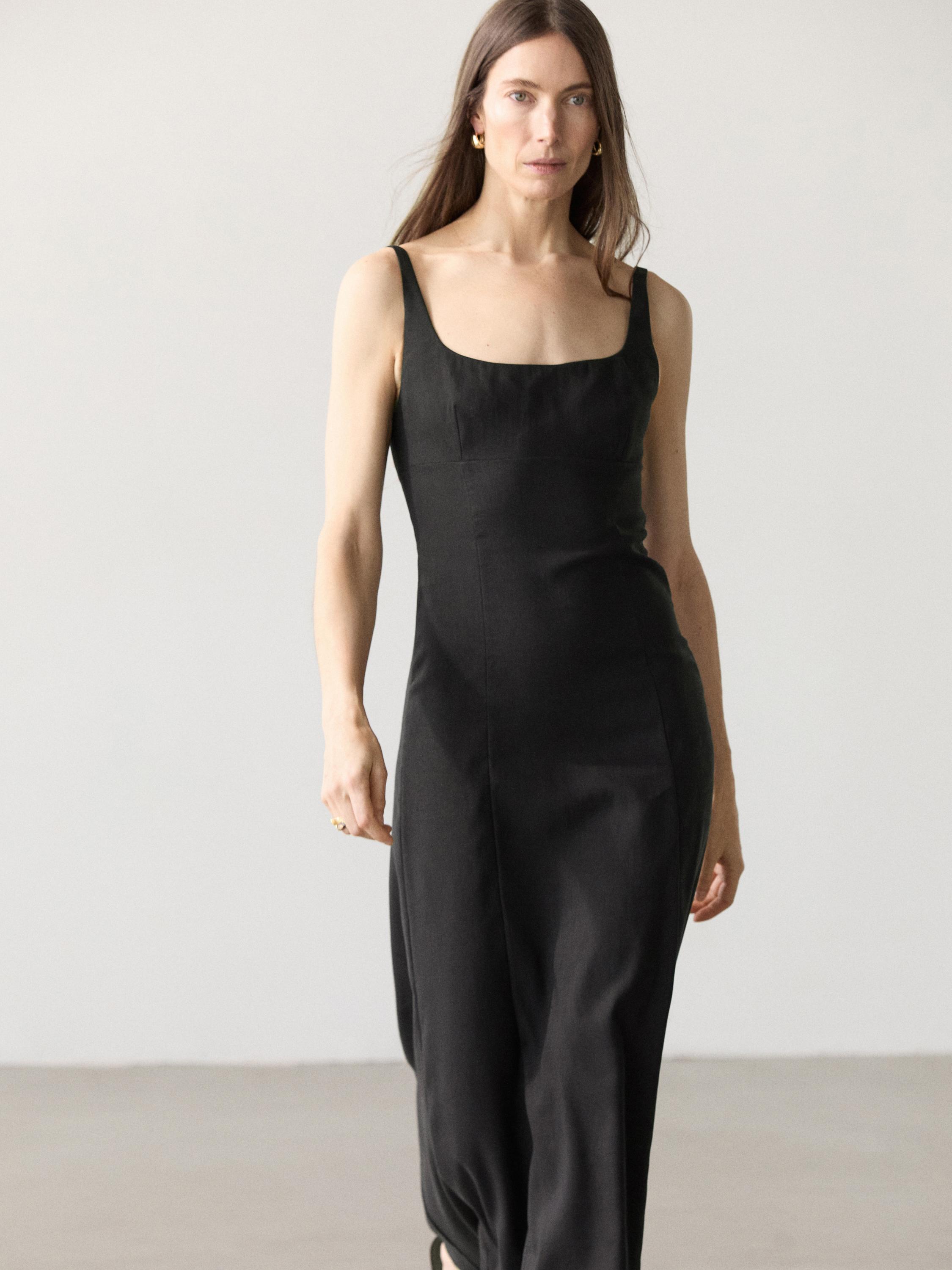 Robe midi bretelles lin